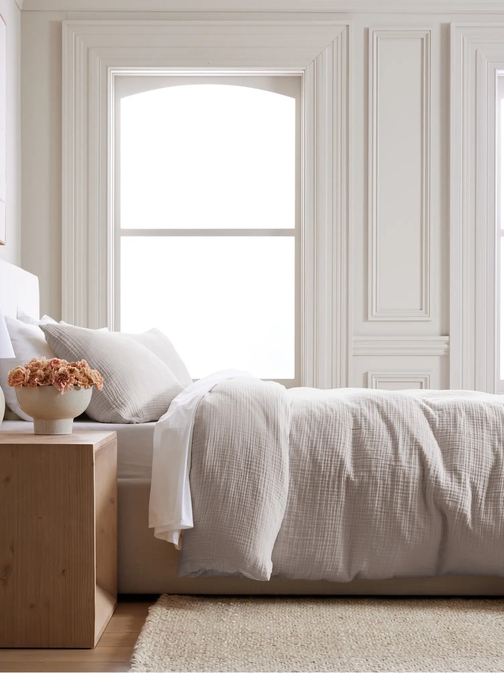 QUINCE Organic Cotton Gauze Duvet Cover Set King/Cal King Light Grey 8187 - Picture 4 of 13